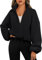 EIRUKON Felpa Donna con Zip Senza Cappuccio Pile Giacca da Donna Felpe con Cerniera Sweatshirt Casual Tenere Caldo Primavera Autunno,Nero,M