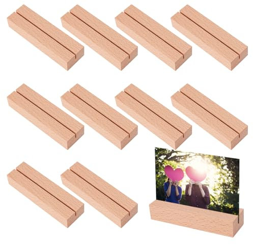 BigKego 10 Pièces Porte Carte Bois Porte Menu Mariage en Support Cartes Table en Bois Porte Photo Pour Restaurants Conférences Banquets et Fêtes