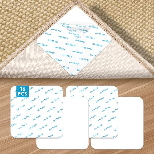 NEUTYPECHIC Rutschfester Teppich, 16 Stück, rutschfest, rutschfest, Vacuum Tech, rutschfest, für Fliesen und Holzböden, Weiß