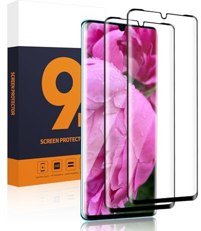 Carantee Protector de pantalla de cristal templado para Huawei P30 Pro, dureza 9H, antiarañazos, cobertura completa 3D, antiburbujas, 2 unidades HD de alta sensibilidad, Huawei P30 Pro