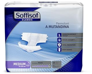 Soffisof Classic Windeln für Erwachsene Maxi M - Inkontinenz Slip - Einzelpackung mit 15 Erwachsenen Windeln, 9 Tropfen - Inkontinenz Schutzhosen