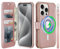VANAVAGY Compatible for iPhone 15 Pro Wallet Case for Magsafe Wireless Charging,Leather Flip Wrist [Glass Screen Protectors and Camera Lens Protectors]with RFID Blocking Card Holder,Rose gold