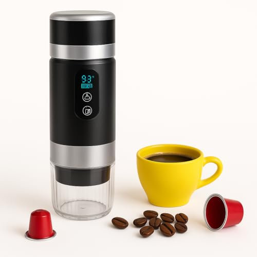 Duckdik Cafetera Espresso Portátil 3 en 1, Autocalentable 20 Bar, Compatible con Cápsulas Cápsulas Pequeñas o Grandes y Café Molido, Batería Recargable USB, para Viajes, Oficina, Camping