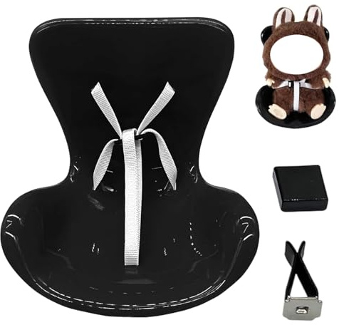 JINJUMEI Auto Puppen Sicherheitssitz, Puppen Have a seat, Puppen Sicherheitssitz für den Auto Innenraum, mit Sitz, Auto-Lüftungsschlitz-Clip, zur Präsentation von 10–17cm Spielzeug (schwarz)
