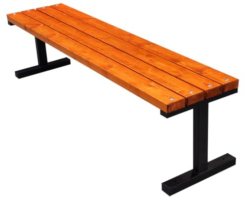 Primario Grande Gartenbank Wetterfest, Sitzbank Holz, Metall - Outdoor Bank, Holzbank Geschliffene Skandinavische Fichte, Pulverbeschichtet - Parkbank 350kg Tragkraft (Boston-BO Pinia 100 cm, CE)