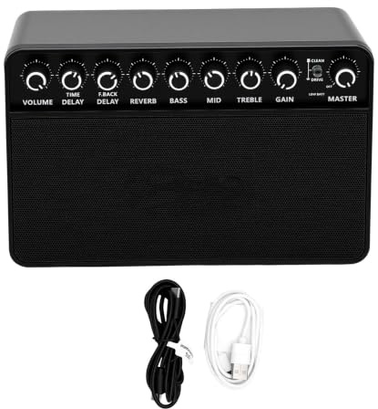 ZJchao Mini Amplificateur de Guitare Bluetooth avec Prise Casque, Entrée AUX et Batterie Rechargeable USB C de 3000 MAh pour Le Streaming sans Fil et la Pratique Silencieuse