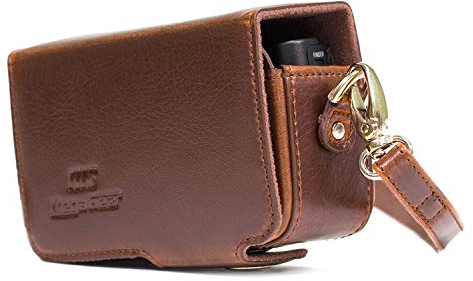 MegaGear Étui pour Appareil Photo en Cuir avec dragonne Compatible avec Sony Cyber-Shot DSC-RX100 VII, ZV-1, DSC-RX100 VI, DSC-RX100 V, DSC-RX100 IV, DSC-RX100 III, DSC-RX100 II - Marron foncé MG1053