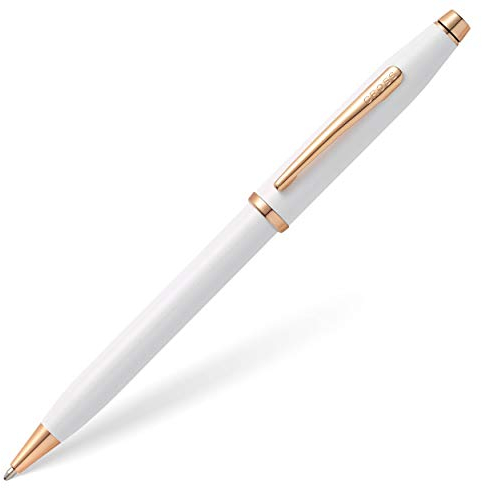 Cross Century II Kugelschreiber (Strichstäke M, Schreibfarbe: schwarz, inkl. Premium Geschenkbox) Perlweiß/Roségold, 1 Stück (1er Pack)