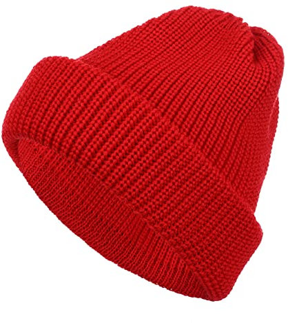 tomBrook Mütze Rollmütze Wollmütze Strickmütze Winter Unisex - Beanie Wolle Wintermütze für Damen und Herren aus 100% Schurwolle in Rot