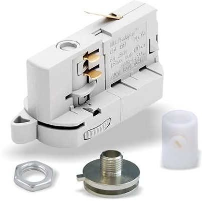Licht-Zubehoer.de Multi-Adapter GA69 für 3-Phasen-Sammelschienen inklusive Alunippel und Zugwagen als Komplettausstattung für leichte Aufhängung verschiedener Modelle. Weiss
