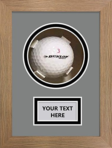 Kwik Picture Framing Ltd Golf Ball Display Case for Signed Golf Ball Grey Mount - Oak Frame