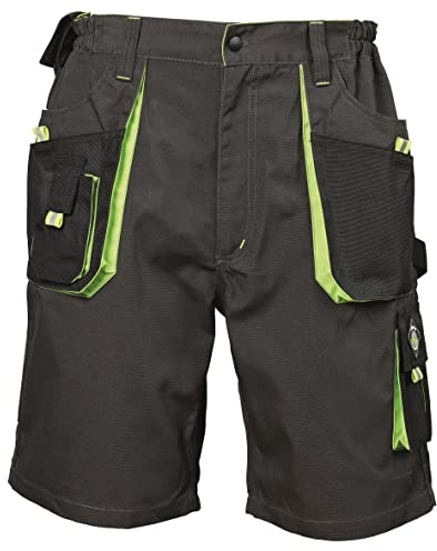 Stenso Kastor Kurze Arbeitshose Herren - Bequeme Arbeitsshorts Mit Hoher Strapazierfähigkeit, Elastischem Bund Und 600D Oxford Verstärkung - Arbeitshosen Männer Kurz Grau/Grün EU54