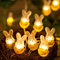 KINGCOO Ostern Nachtlicht Dekorative Lichter, 30LED Warmweiß Kaninchen Hase Kupferdraht Lichterkette Batteriebetrieben für Ostern Show Schlafzimmer Wand Balkon Garten DIY Pary Home Decor (1Stück)