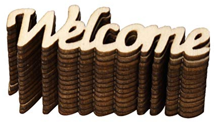 Amosfun Holzscheiben Welcome Baumscheiben Naturholzscheiben Holz Streudeko für Geburtstag Hochzeit Tischdeko Scrapbooking 15 Stücke