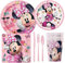 Disney Minnie Mouse Birthday Party Supplies Pack Including Cake & Lunch Plates, Cutlery, Cups, Napkins (8 Guests)