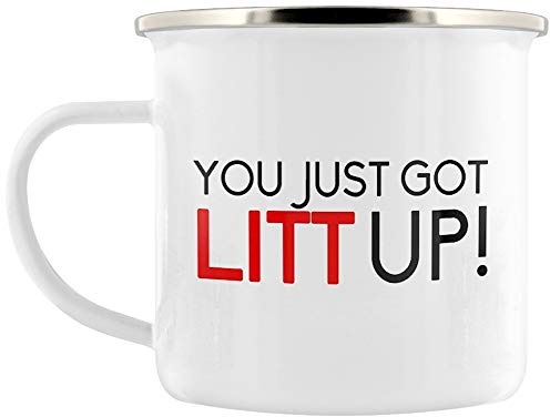 Grindstore Emaille-Becher You Just Got Litt Up! weiß