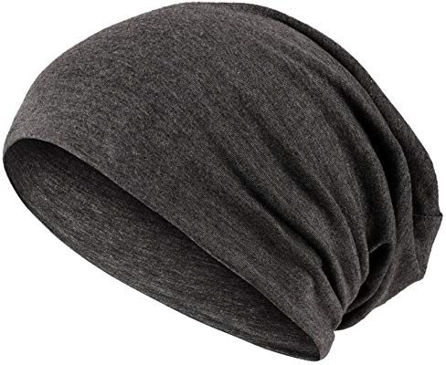 Hatstar 2in1 Reversible Damen Beanie | Damen und Herren Mütze | Baumwoll Sommermütze | Fahrradmütze (1 farbig | dunkelgrau)