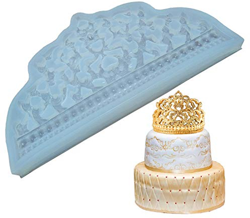 3D Craft Crown Silikonform Kuchen Rand Krone Dekoration Form Retro Relief Silikon Schimmel Weich, Sicher, für Tortendeko Border, 3D Spitzemuster, Schokolade, Süßigkeiten, Fondant usw—Durchscheinend