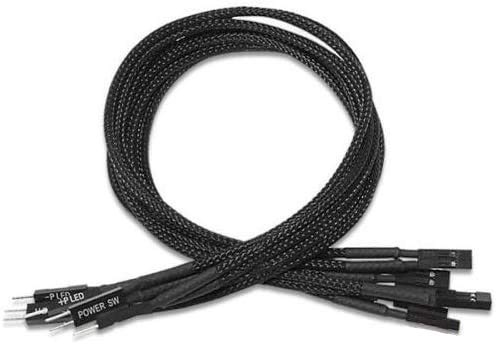 Shakmods Front Panel Sleeved Power Reset HDD LED Speaker Extension Cable 30cm (Black)