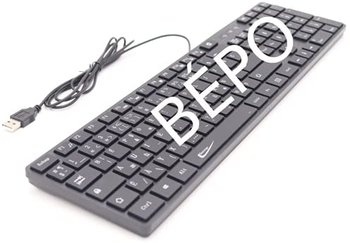 CryoGex Bépo Dvorak Tastatur - USB, Dvorak-Layout, Beidhändig, Kunststoff, PC/Laptop, Zeitgenössisch, Schreiben, Programmierung, Business