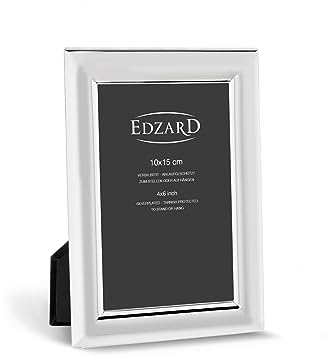 EDZARD Fotorahmen Telde für Foto 10 x 15 cm, edel versilbert, anlaufgeschützt, mit 2 Aufhängern