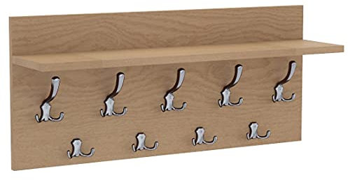 AKKE 40x90 | VERTI Garderobenpaneel Wandgarderobe Garderobe Wandpaneel Kleiderstange CHROM | EICHE HELL