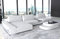 Ecksofa Bari in Leder Designersofa mit LED-Beleuchtung und Ottomane Ledersofa mit Kopfstützen Couch L Form (Ottomane Links (auf Sofa blickend), Weiss)