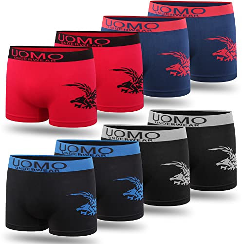 L&K 8er Pack Jungen Boxershorts ab 7 Jahre alt Retroshorts Herren Mikrofaser bequem ohne störende Seitennähte Adler 1209 S/M