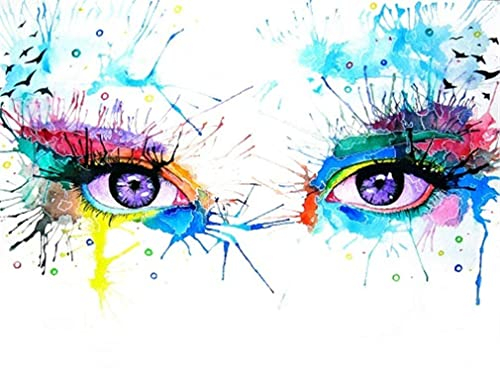 Malen nach Zahlen Kits bunte Augen, ABEUTY DIY Number Painting Canvas Wall Art 40x50cm (kein Rahmen, schöne Augen)