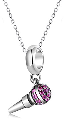 Helen de Lete S925 - Collana con ciondolo a forma di microfono a forma di chiave per auto, in argento Sterling, Argento sterling