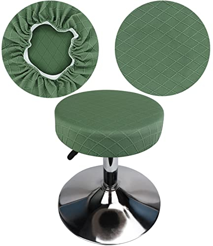 HuaLiSiJi Hocker Bezug Rund Durchmesser 30-40cm Luxuriöser Stoff Hockerbezug Rund, Dehnbar Knitterfrei Waschbar Staubdicht Weich und Langlebig (1, Grün)
