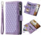 iPhone 12/12 Pro Phone Case Zipper Pocket Flip Shockproof Leather Folio Wallet Case with 6 Card Holder Slots Stand Silicone Bumper Zip Cover for iPhone 12/12 Pro Case Girls Women, Purple