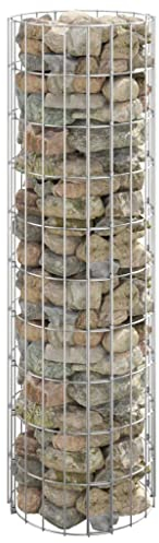 WIFESE Gabionen Hochbeet Rund 30x100 cm Gabionenwand Gabionenkorb Steinkorb Gabione Gabionensäule Gabionen Zaun Steingabionen Gabionenkörbe Pflanzkasten Gabionen Pflanzkorb Verzinktes Stahl