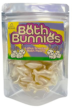 Bath Bunnies. 15 Lotus Scented, Rabbit Shaped Bath Pearls. Ideal Stocking Filler, Advent Calendar Filler. Rabbit Themed Gift. Quirky Gift. Easter Gift.