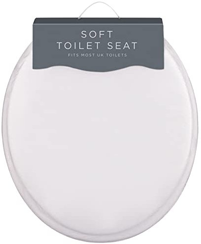 Soft Padded Toilet Seat - Easy Fit - Anti-Bacterial Heavy Duty Material - Adjustable Hinge for Family Bathroom Universal Bowl Seating - Easy Top Fixing - Fiting Most
