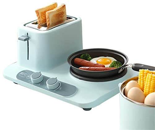 Samnuerly Pain électrique Grille-Pain Four Mini Multicuiseur Sandwich Cuire Oeuf Alimentaire Vapeur Omelette Poêle Petit Déjeuner Machine (Couleur : Rose) (Bleu)