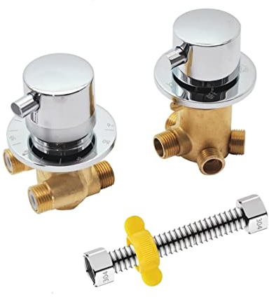 AFUDER Mitigeur Cabine de Douche Thermostatique 2/3/4 Robinet de Douche en laiton Droit Mitigeur contrôle vanne Directionnelle Raccord de Tuyau Interrupteur Robinet