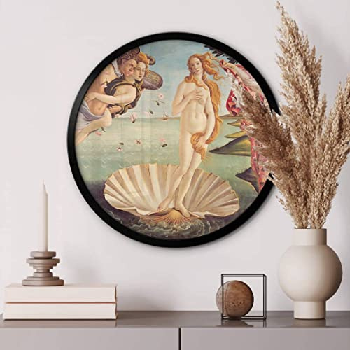 K&L Wall Art Barock Gemälde Botticelli Poster Rund Geburt von Venus Aphrodite Bilder Wohnzimmer modern (Ø100 cm)