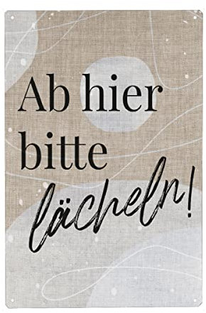 artboxONE Metall-Poster 30x45 cm Abstrakt Linen - Ab Hier Bitte lächeln ! von Künstler TW Living