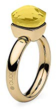 Qudo Firenze Edelstahl gold farbenem Ring mit citrine Stein (gelb) (54 (17))