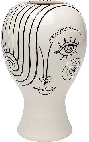 Kare Design Vase Favola Lady, schwarz/weiß, Blumenvase, Dekorationsvase, Gefäß für Blumen, Tischvase, 30cm Höhe