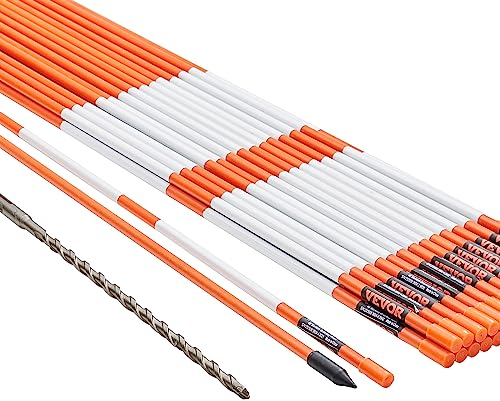 VEVOR Segnalatori per Passo Carrabile, 30 Pezzi 0,78x121,5 cm, Pali Marcatori da Neve in Fibra di Vetro Arancione Pali da Neve con Nastro Riflettente, Striscia Riflettente ad Alta visibilità 121,5 cm