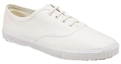 Boys Girls School Pumps PE Gym Black/White Plimsolls Trainers Adult Lace Dance Ballet Plain Plimsoles - Non Marking Sole