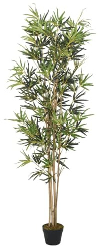 vidaXL Bambusbaum Künstlich, Kunstpflanze mit 1104 Blättern, Kunstbaum Dekobaum für Innen Außen, Künstliche Pflanze Zimmerpflanze, Grün 180 cm