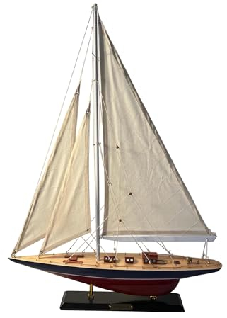 Detailed 50cm long wooden model Endeavour J Class Sailing Yacht | Americas Cup Racing Yacht | Nautical ornament | sailboat model | Endeavour sailing ship model | Fully assembled model boat kit