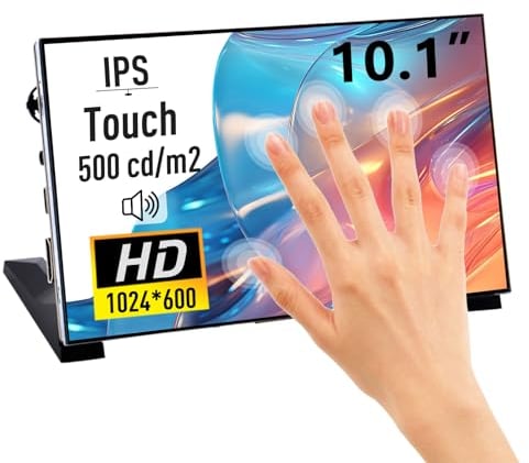 GeeekPi 10.1 Inch Capacitive Touchscreen Monitor for Raspberry Pi,1024x600 IPS LCD Display with Dual-Speaker,HDMI Portable Monitor for Raspberry Pi 5/Pi 4B/3B+/3B/Zero/400,Win11/10/8,BPi M5/M2 Zero