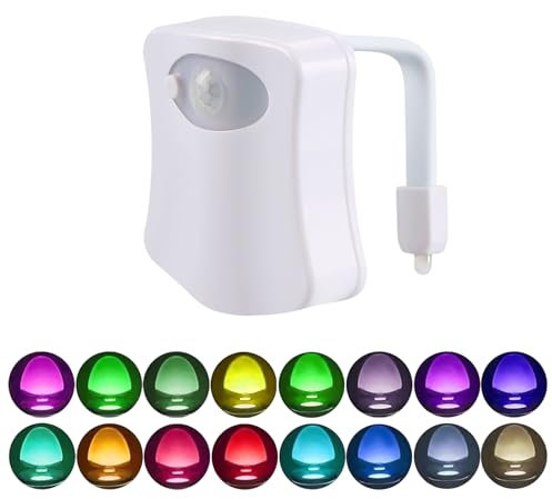 Cube-LED 16 Colours Motion Activated Toilet Night Light - Smart Toilet Bowl Light LED Lights, Internal Memory & Light Detection Function - Enhance Your Bathroom Experience! (1 Pack of)