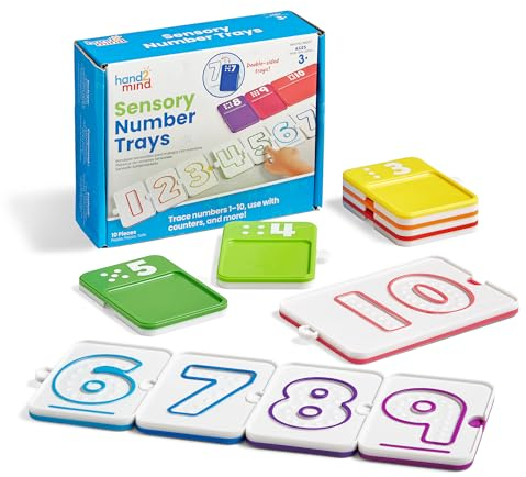 Learning Resources Bandejas de números sensoriales, Juguetes educativos, 3+, Tablero para trazar con los Dedos y Aprender matemáticas, Trazo de números, Contar del 1 al 10, recursos para la Clase