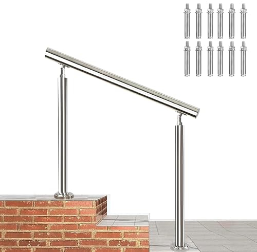 Außenstufen-Handlauf, Edelstahl-Treppenhandlauf, Geländer, Bodenmontage, Garten-Veranda-Handlauf, Außentreppengeländer, Haltegriff aus Metall für 1–3 Stufen, Übergangshandlauf ( Farbe : Height 105cm ,