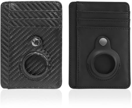 YHNMMNO Porte-cartes Airtag en cuir, noir fin titulaire de cartes de crédit hommes, portefeuille simple pour hommes, portefeuille en cuir portable pour hommes et femmes, Noir , Normal, Moderne